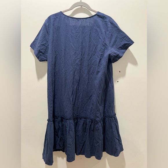 NWT Hot Touch Navy Blue Cotton Button Front Tiered Mini Dress Size XL - Picture 3 of 6